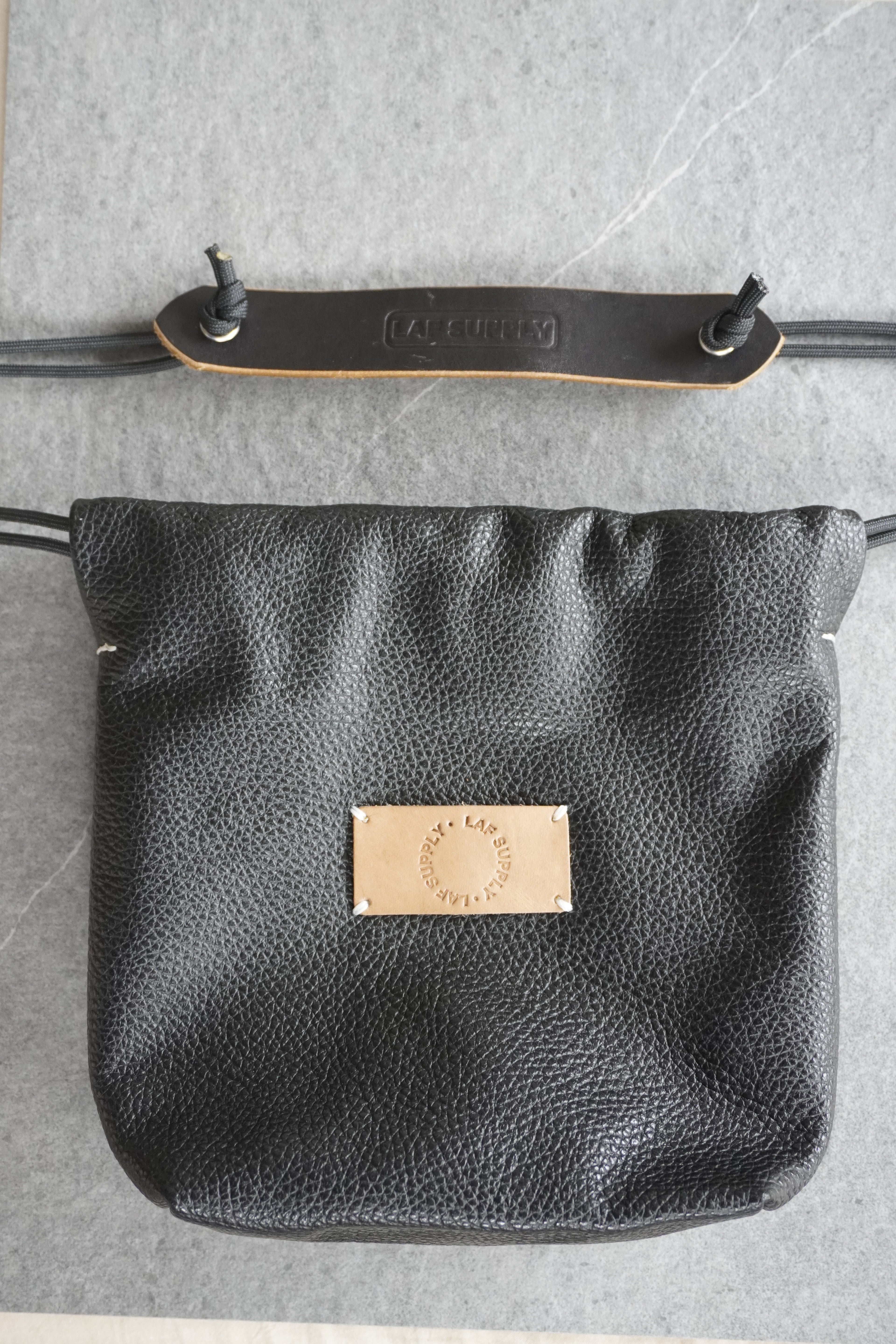 leather drawstring bag