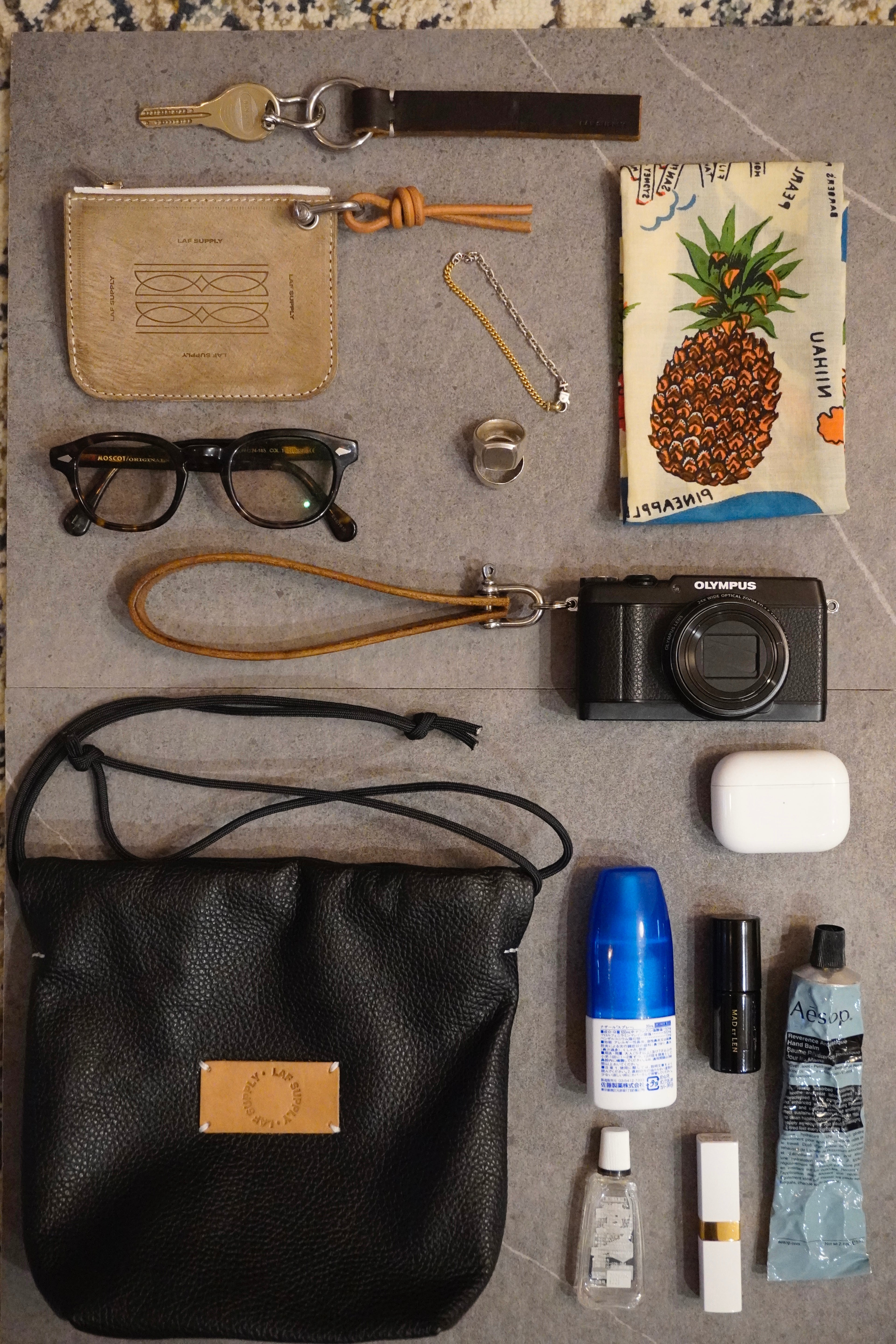 leather drawstring bag